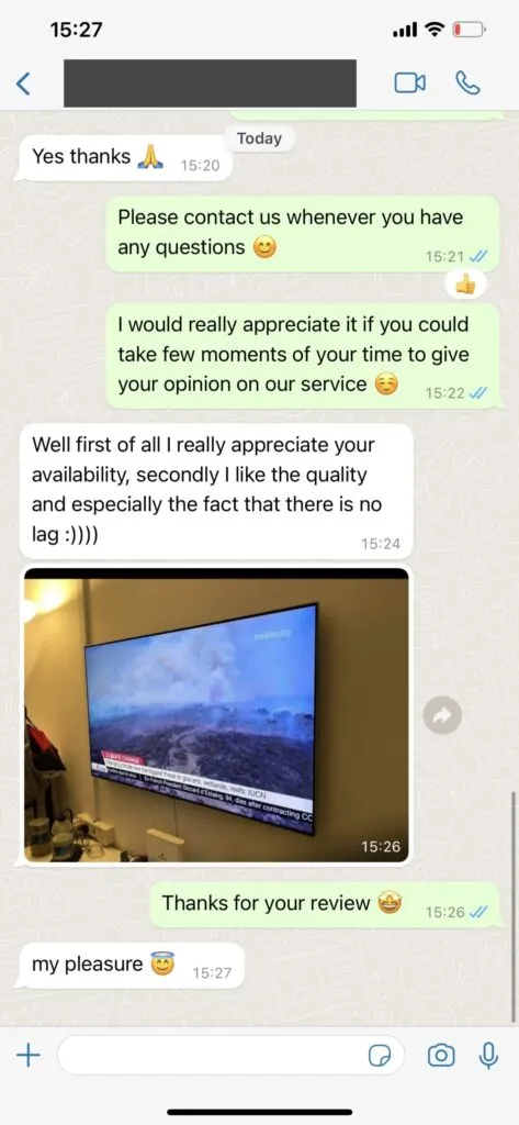 WhatsApp IPTV support conversation example 2